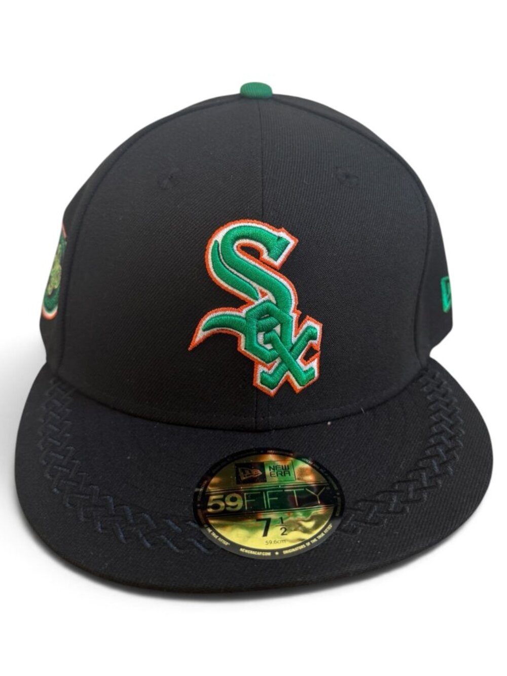 New Era 59Fifty Chicago White Sox Fitted Hat - 7 1/2 - Black/Green/Orange